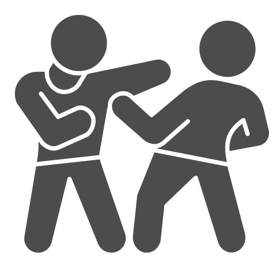 Two figures engaged in self-defense.